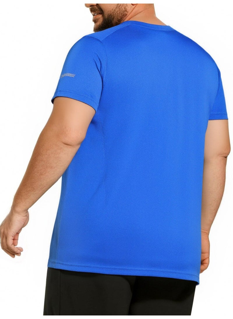 PATELIS Plus size Men's   Blue Short Sleeve Crewneck T-Shirts Gym Workout Athletic swim Shirt  Casual Lightweight Pullover Tops 4XL 5XL 6XL 7XL - Image 5