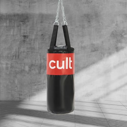 Cult Punching Bag 3ft Unfilled with Hanging Chain & Hand Wrap – Durable Training Bag for Boxing, Kickboxing, Karate, Taekwondo & MMA – Portable & Ideal for Home Gym Workouts - Black & Red - Image 3