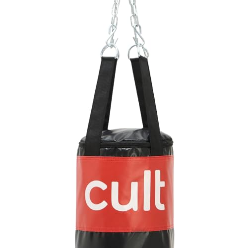Cult Punching Bag 3ft Unfilled with Hanging Chain & Hand Wrap – Durable Training Bag for Boxing, Kickboxing, Karate, Taekwondo & MMA – Portable & Ideal for Home Gym Workouts - Black & Red - Image 2