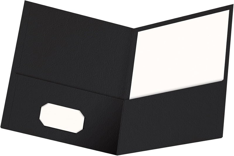 Oxford Twin-Pocket Folders, Textured Paper, Letter Size, Black, Holds 100 Sheets, Box of 25 (57506EE), 8-1/2 x 11 - Image 2