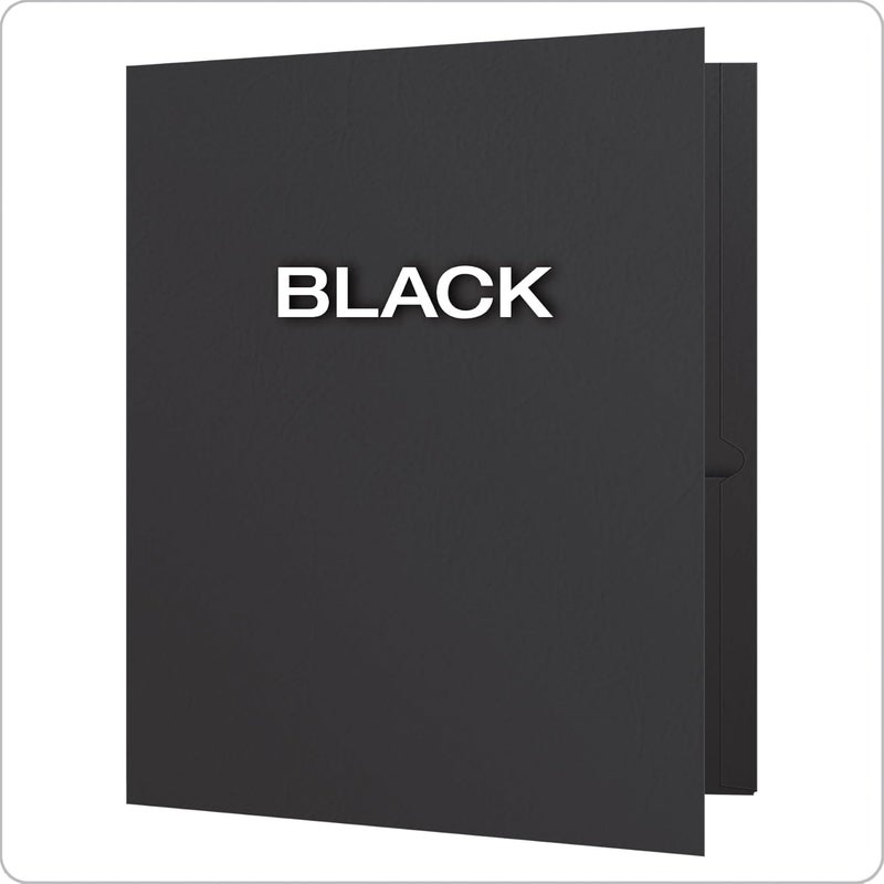 Oxford Twin-Pocket Folders, Textured Paper, Letter Size, Black, Holds 100 Sheets, Box of 25 (57506EE), 8-1/2 x 11 - Image 4