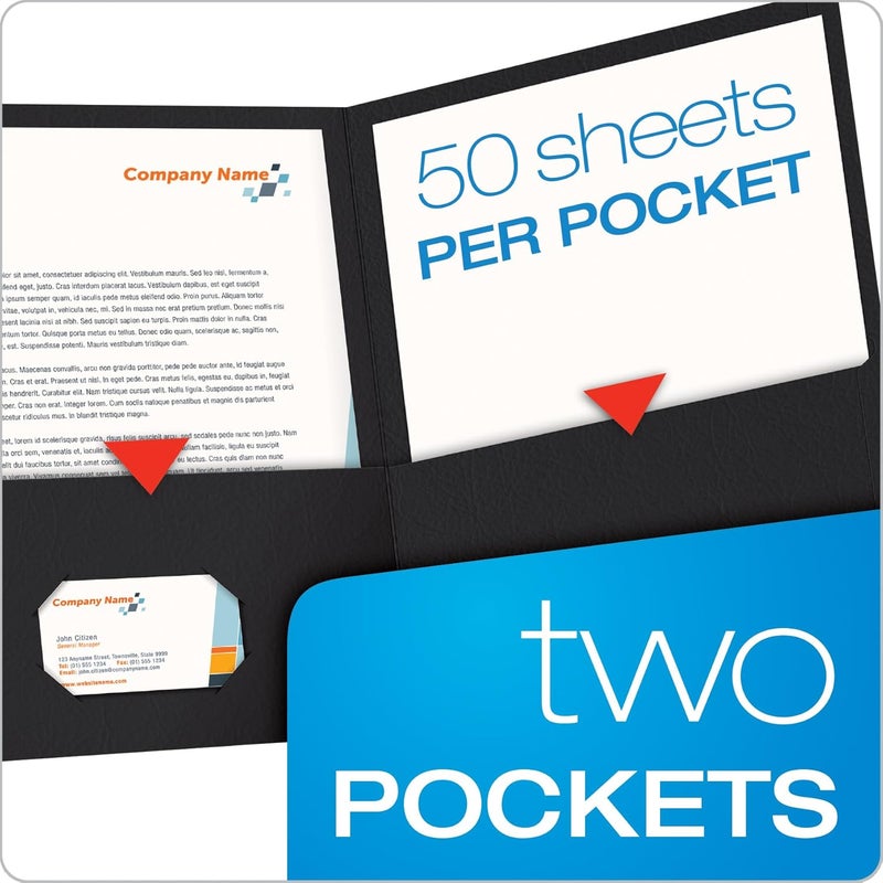 Oxford Twin-Pocket Folders, Textured Paper, Letter Size, Black, Holds 100 Sheets, Box of 25 (57506EE), 8-1/2 x 11 - Image 3