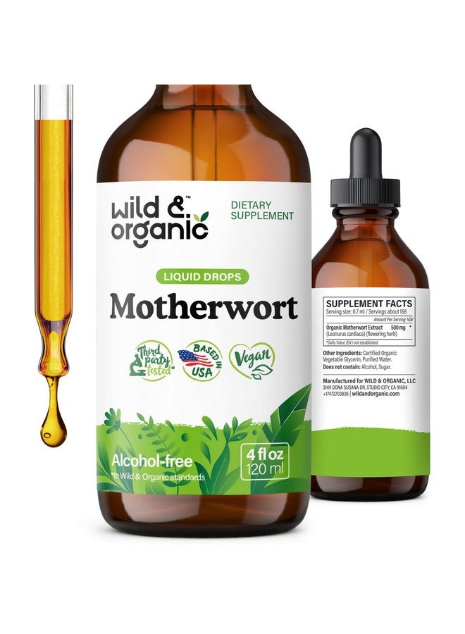 Wild & Organic Motherwort Tincture - Good Mood, Calmness, Overall Support - Supplements for Women with Motherwort Herb - Vegan, Sugar & Alcohol-Free Extract Drops - 4 fl oz - Image 1