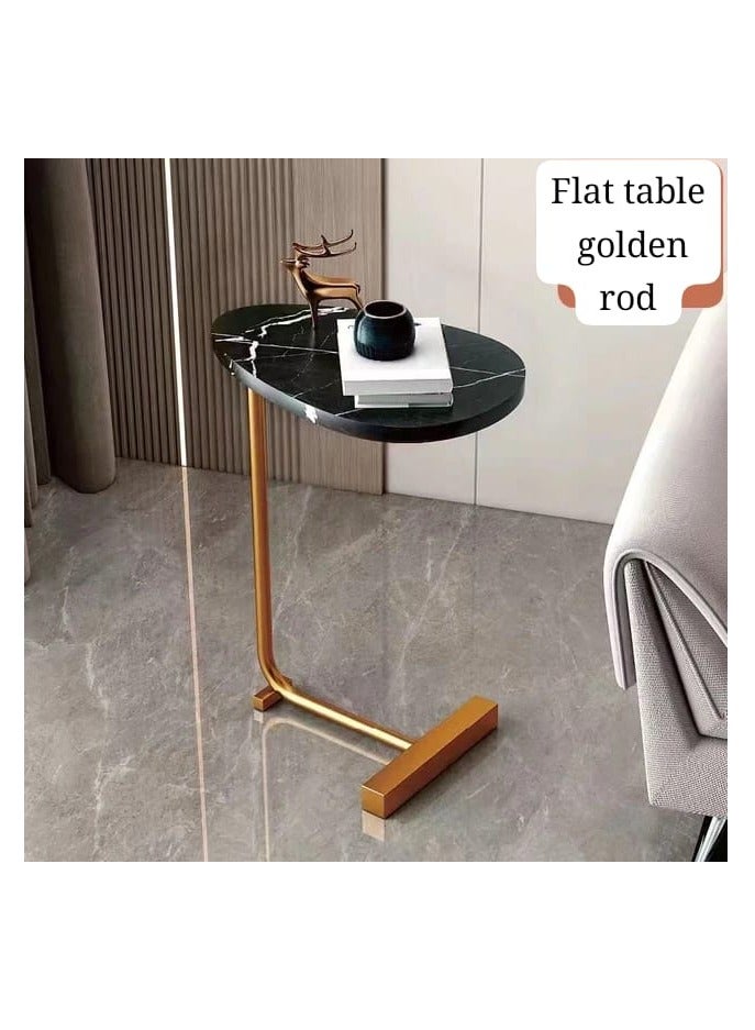 طاولة جانبية بسيطة وحديثة، طاولة جانبية للأريكة بجانب السرير، طاولة قهوة بيضاوية للقراءة، طاولة شاي ذهبية اللون، حامل من الخشب الصلب، أثاث غرفة المعيشة - Image 2