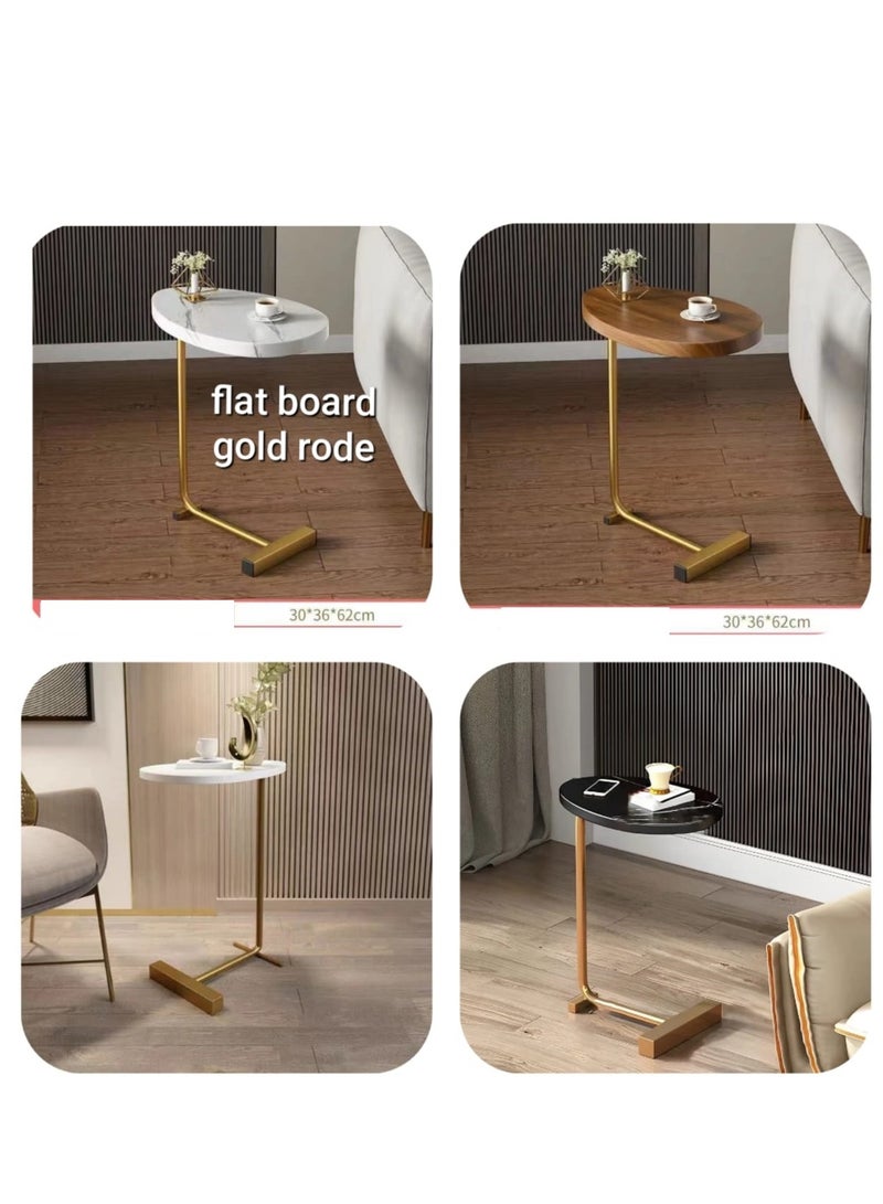 طاولة جانبية بسيطة وحديثة، طاولة جانبية للأريكة بجانب السرير، طاولة قهوة بيضاوية للقراءة، طاولة شاي ذهبية اللون، حامل من الخشب الصلب، أثاث غرفة المعيشة - Image 3