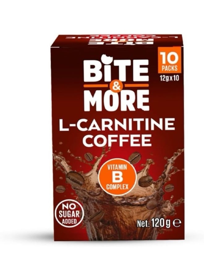Bite & More L-Carnitine Coffee 12G Sachets Fat Burning Enhanced Metabolism Energy Boost No Jitters Supports 10 Pack  - Image 3