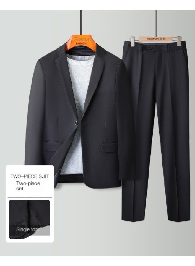 ROMON 【top + Pants】بدلة زفاف رجالية، مجموعة بدلة رسمية عادية للأعمال للرجال، بدلة العريس - Image 1