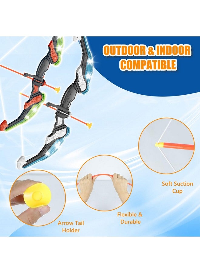 2win2buy طقم قوس وسهم 2 حزمة مع ضوء LED، 2 سهم لعبة للأطفال من 4-12 سنة، لعبة رماية خارجية مع هدف، 20 سهم بكوب شفط، 40 رصاصة للأولاد والبنات، هدية مثالية - Image 4