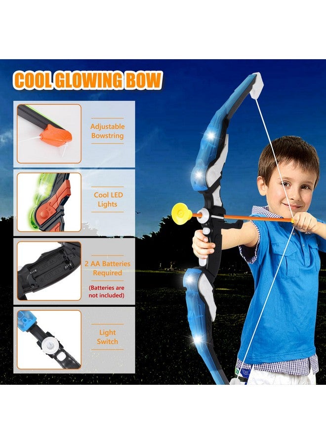 2win2buy طقم قوس وسهم 2 حزمة مع ضوء LED، 2 سهم لعبة للأطفال من 4-12 سنة، لعبة رماية خارجية مع هدف، 20 سهم بكوب شفط، 40 رصاصة للأولاد والبنات، هدية مثالية - Image 2