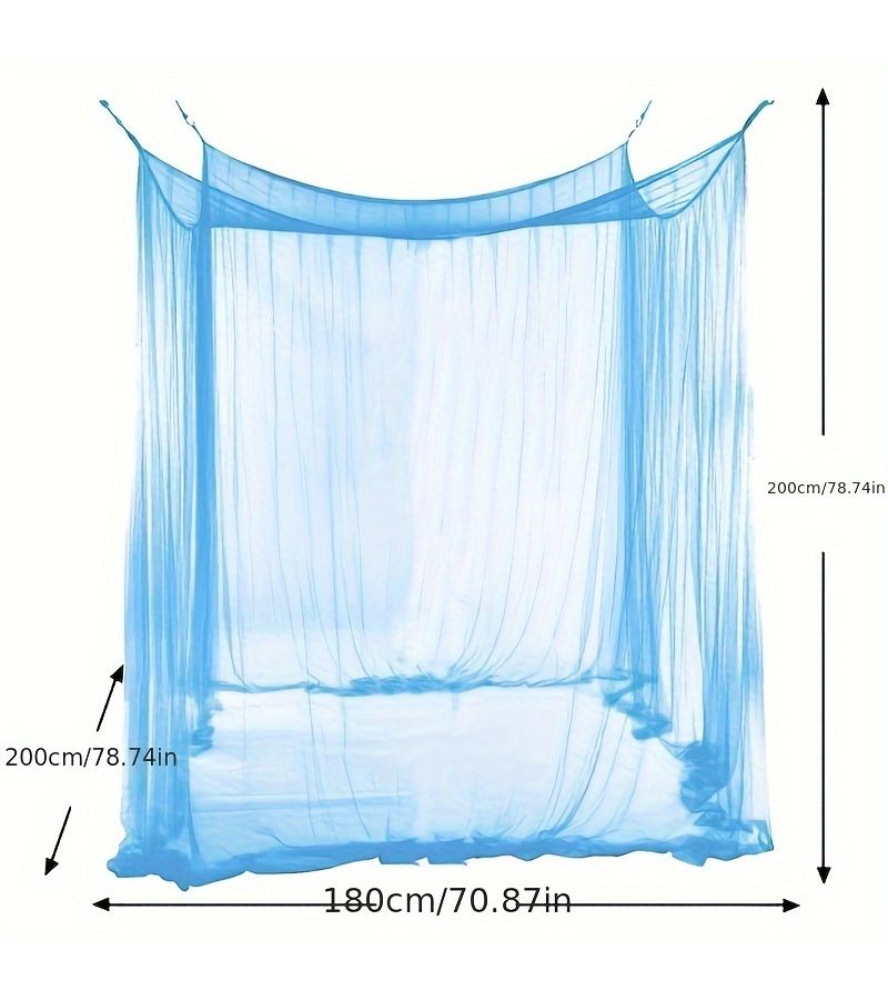 1pc Blue Single Opening Net Bed Cover Hand Washable Polyester Bedding Patio Porch Camping Outdoor Portable Summer Mosquito Net For Bedroom Dormitory Guest Room Home Decor Quiet Comfortable No Stand 150cm 200cm 59in 78.74in - Image 3