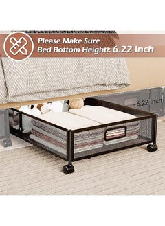 Hihonor Underbed Organizer,2-Piece,Shoe Organizer with Wheels,Underbed Organizer Drawer for Clothes/Blankets/Bedding(Black)  - Image 2