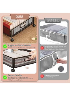 Hihonor Underbed Organizer,2-Piece,Shoe Organizer with Wheels,Underbed Organizer Drawer for Clothes/Blankets/Bedding(Black)  - Image 5
