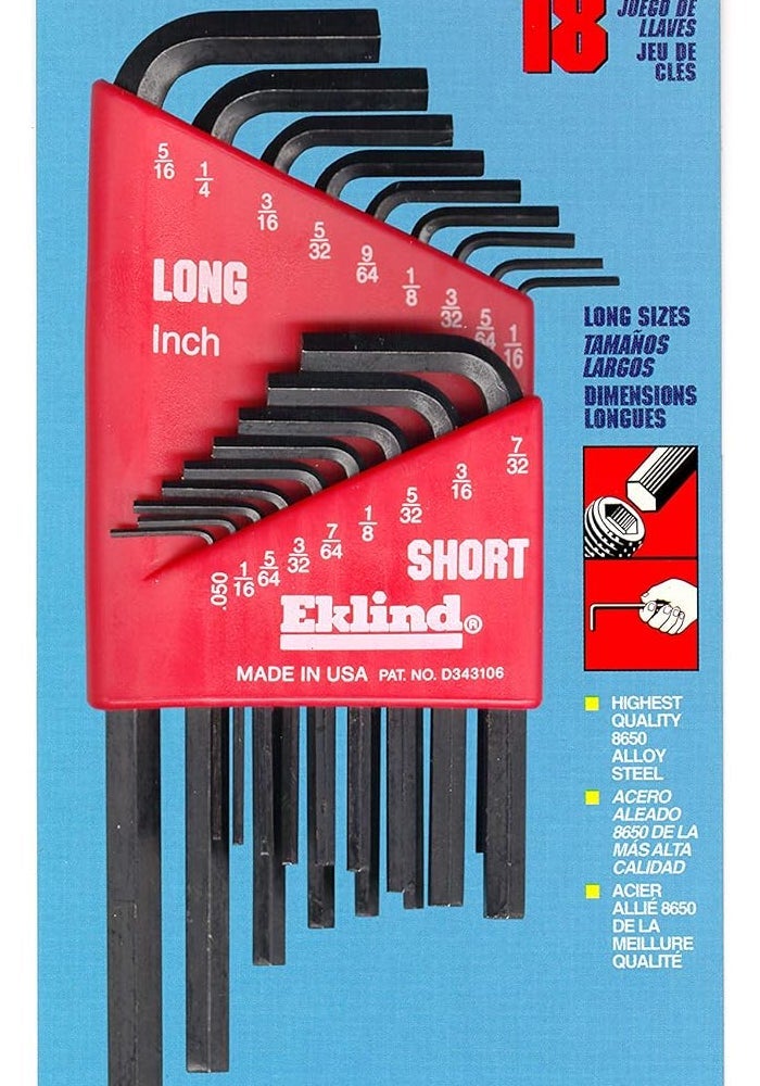 Eklind 10018 Hex-L Key Allen Wrench Set - 18 Piece SAE Inch Sizes .050-5/16 with Short and Long Keys - Image 5