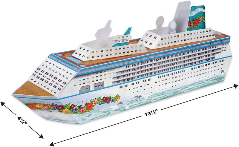 Beistle  Three Dimensional Fillable Cruise Ship Table Centerpiece 1325 Nautical DecorationsBon Voyage Ocean Theme Party Supplies Made In USA Since 1900 Multicolor - Image 2