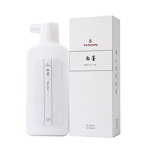 CA Society White Calligraphy Ink, White Sumi Ink, Sumi Calligraphy Ink, Chinese Calligraphy Painting Ink, 250ml (8.45oz) - Image 1