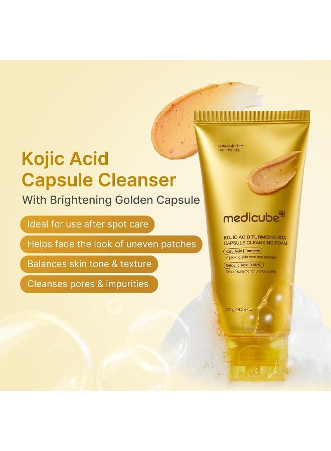 Medicube Facial Cleanser Turmeric Capsule Foam Cleanser | Balancing Uneven Skin Tone & Texture - Fade Appearance of Uneven Patches, After Spot Care, Korean Skincare, 4.23 oz - Image 2