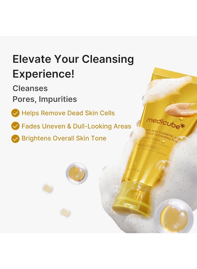 Medicube Facial Cleanser Turmeric Capsule Foam Cleanser | Balancing Uneven Skin Tone & Texture - Fade Appearance of Uneven Patches, After Spot Care, Korean Skincare, 4.23 oz - Image 3