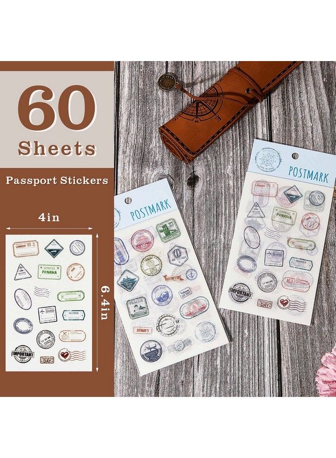 Chinco 60 Sheets (1000 Stickers) Passport Stickers Travel Stickers Passport Postage Stamps Stickers Decorative Vintage Luggage Country Stickers Pack For Laptops Cars Suitcases Scrapbook - Image 3