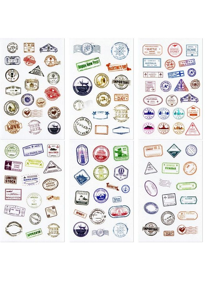 Chinco 60 Sheets (1000 Stickers) Passport Stickers Travel Stickers Passport Postage Stamps Stickers Decorative Vintage Luggage Country Stickers Pack For Laptops Cars Suitcases Scrapbook - Image 2