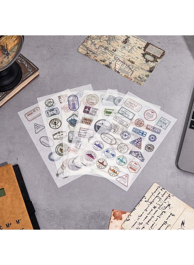 Chinco 60 Sheets (1000 Stickers) Passport Stickers Travel Stickers Passport Postage Stamps Stickers Decorative Vintage Luggage Country Stickers Pack For Laptops Cars Suitcases Scrapbook - Image 4