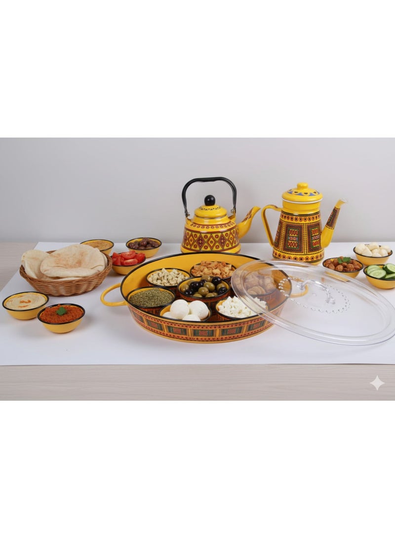 Traditional Serving Tray with Teapot & Dallah for Arabic Hospitality - Image 2