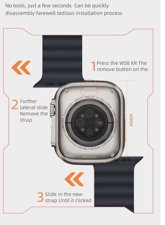 Pack of 2 Orange + Black Watch 8 Z66 Ultra SmartWatch Unisex Series 49mm 2 Inch Amoled Bluetooth Calling Health Fitness And Sports Watch - Image 2