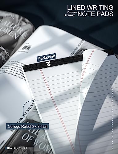 Aidunmis 3 Pack Small Legal Pads 5x8 White Notepads Paper Tablets 5x8 Legal Pad 80 GSM Lined Note Pads of Paper 5x8 College Ruled Writing Pads 30 Sheets/Pad, 25 Lines Note Pads for School, Office - Image 3