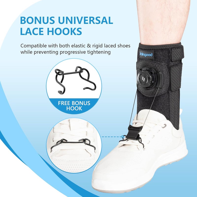 joingood Adjustable AFO Foot Drop Brace with Quick Release Dial, Drop Foot Support for Nerve Damage or Muscle Weakness, with Wide Hook for Shoes Slippers Left or Right Foot, Unisex, S/M - Image 4