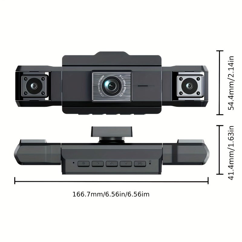 Three Cameras On The Front Left And Right Sides Of The Car 1080P FHD Front Facing 720P Rear Left Right Lenses 360 Degree Panoramic Recording 64G Card Included - Image 2