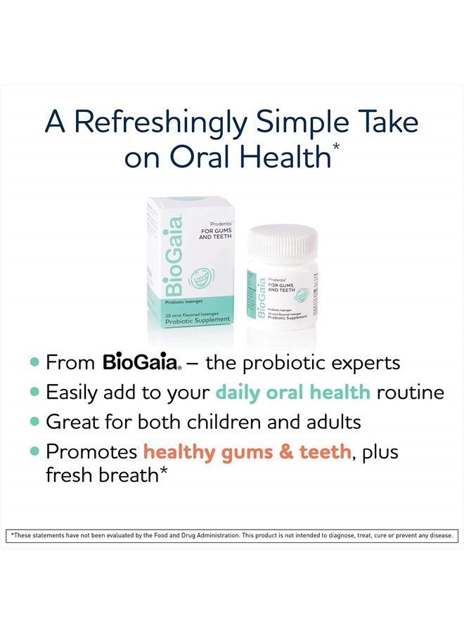 BioGaia برودينتس | بروبيوتيك أسنان مثبت سريرياً للأسنان واللثة | يعزز صحة الفم الجيدة وصحة الأمعاء أيضًا | بروبيوتيك فموية | 30 حبة بنكهة النعناع | عبوة واحدة - Image 4