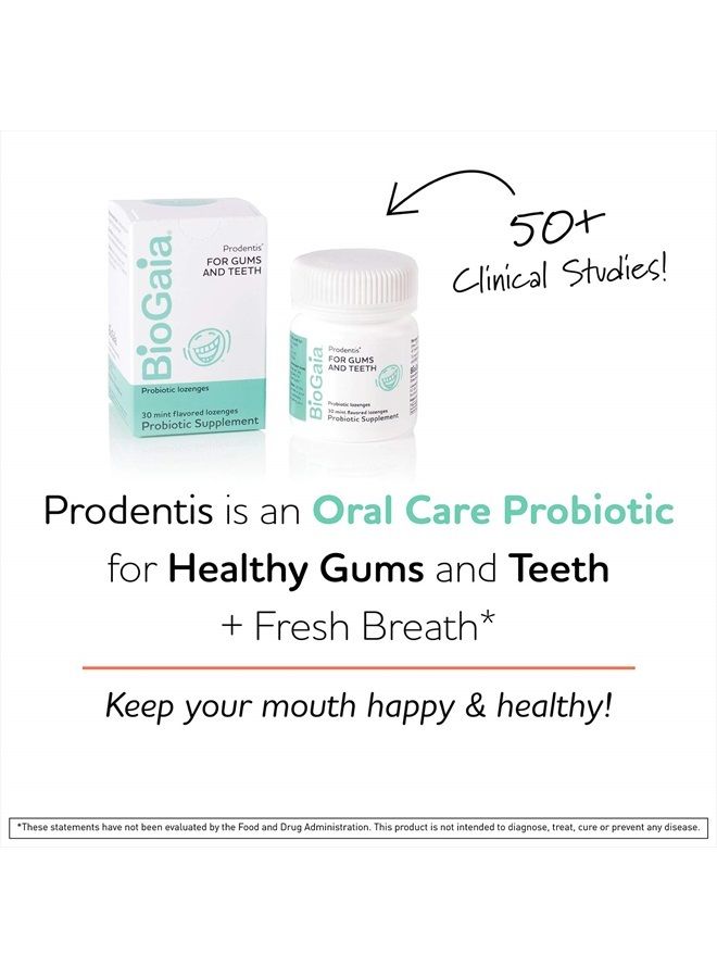 BioGaia برودينتس | بروبيوتيك أسنان مثبت سريرياً للأسنان واللثة | يعزز صحة الفم الجيدة وصحة الأمعاء أيضًا | بروبيوتيك فموية | 30 حبة بنكهة النعناع | عبوة واحدة - Image 2