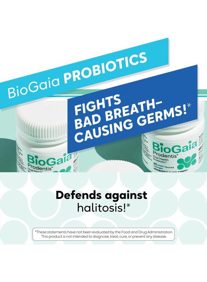 BioGaia برودينتس | بروبيوتيك أسنان مثبت سريرياً للأسنان واللثة | يعزز صحة الفم الجيدة وصحة الأمعاء أيضًا | بروبيوتيك فموية | 30 حبة بنكهة النعناع | عبوة واحدة - Image 4