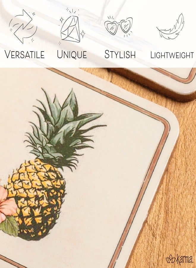 Karma, Cork Drink Coasters Set of 4, Palm Tree Square Coasters for Dinning Table and Coffee Table, Aloha - Image 5