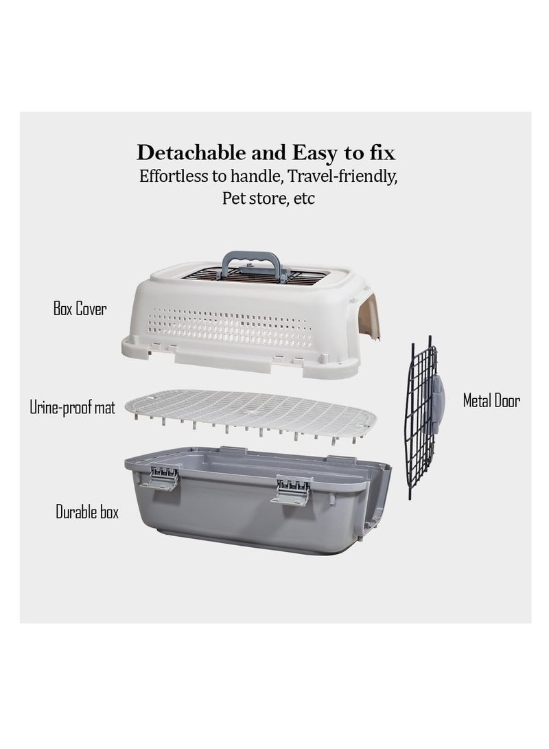 NNC PETS Travel dog carrier with Open top, Front door, and Food bowl, Breathable pet transport box with Handle, Urine-proof mat, Comfortable kennel for Cats & Puppies, Durable plastic box 50 cm Grey) - Image 4