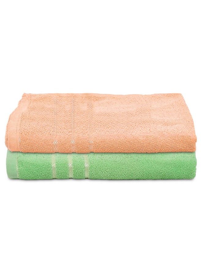 Kuber Industries منشفة استحمام قطنية ناعمة لليدين والوجه للأطفال الرضع والأطفال الصغار 19"X38" عبوة من 2 (أخضر و خوخي) قياسي - Image 1