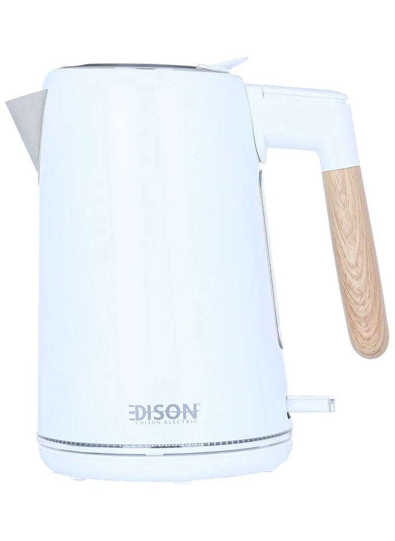 EDISON Edison electric kettle, steel, 1.7 litres, 2200 watts - silver white 