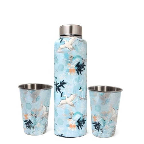 La' Forte Stainless Steel Bottle & Tumbler Set – Blue Crane Art Design - Image 1