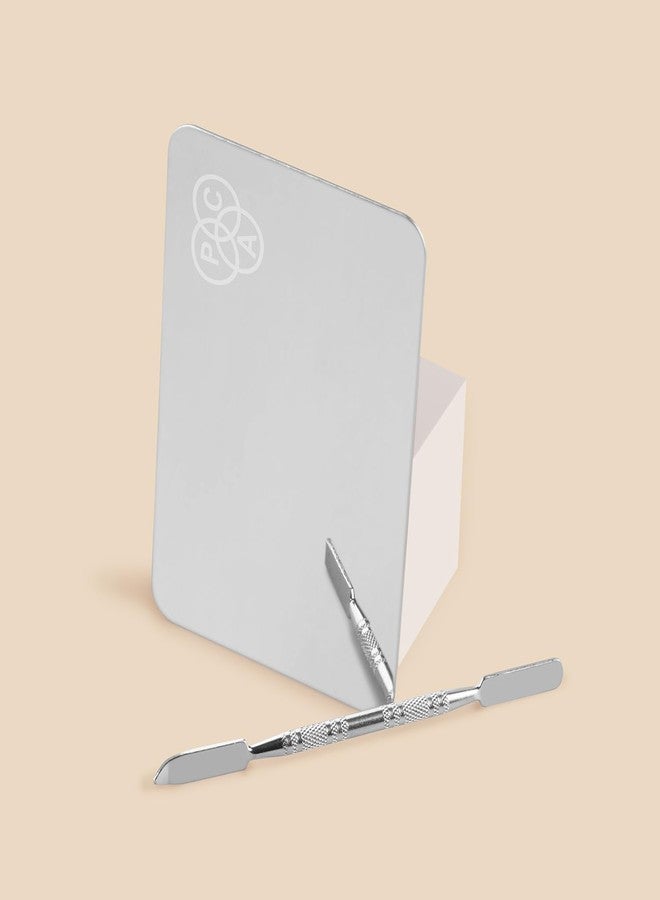 PAC Metal Palette & Spatula (Medium) | Makeup Mixing Palette with Spatula | Stainless Steel Rectangle Plate Suitable for Mixing Foundation, Lipsticks, Eyelash, Nail Art, Eye Shadow | Grey - Image 5