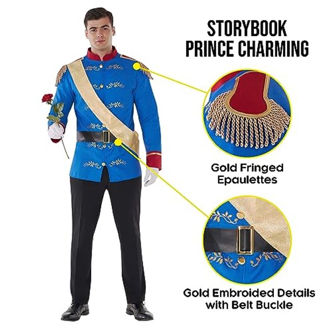 MORPH Prince Charming Costume for Men  Royal Jacket, Sash & Belt  Adult Prince Halloween Costume For Men, Parties & Events, Large - Image 3