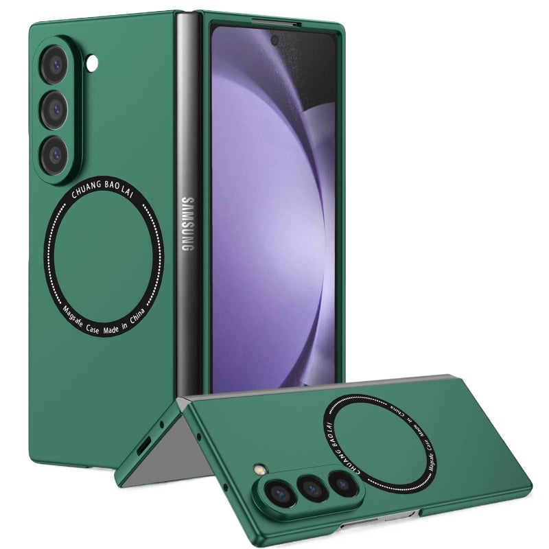 غطاء MagSafe، مغناطيس قوي، تشطيب غير لامع، Dark Green، PC، لـ Samsung Galaxy Z Fold 7 مغناطيسي باللون الأخضر للاستخدام الداخلي للرحلات اليومية لترتيب الأغراض - Image 1