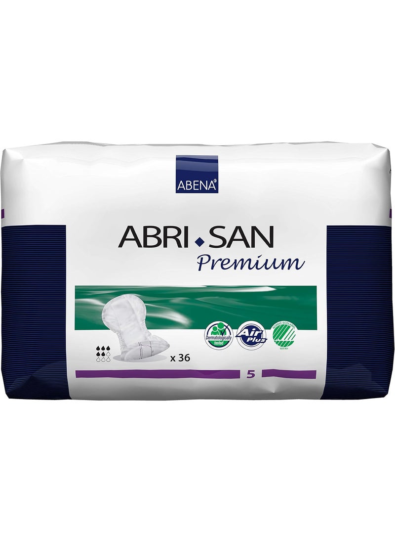 Abena Abena Abri-San Premium Incontinence Pads, Moderate Absorbency, (Sizes 4 To 7) Size 5, 144 Count 