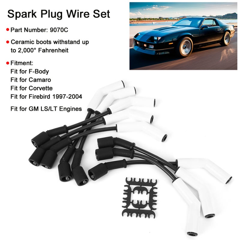 Ignition Wire Kit: 8mm Black Double Silicone Construction - 500 Ohms/Ft RFI/EMI Suppression, 600°F Jacket, 2000°F Ceramic Boots for GM LS LT Engines, Camaro, Corvette, Firebird 1997-2004 - Image 5