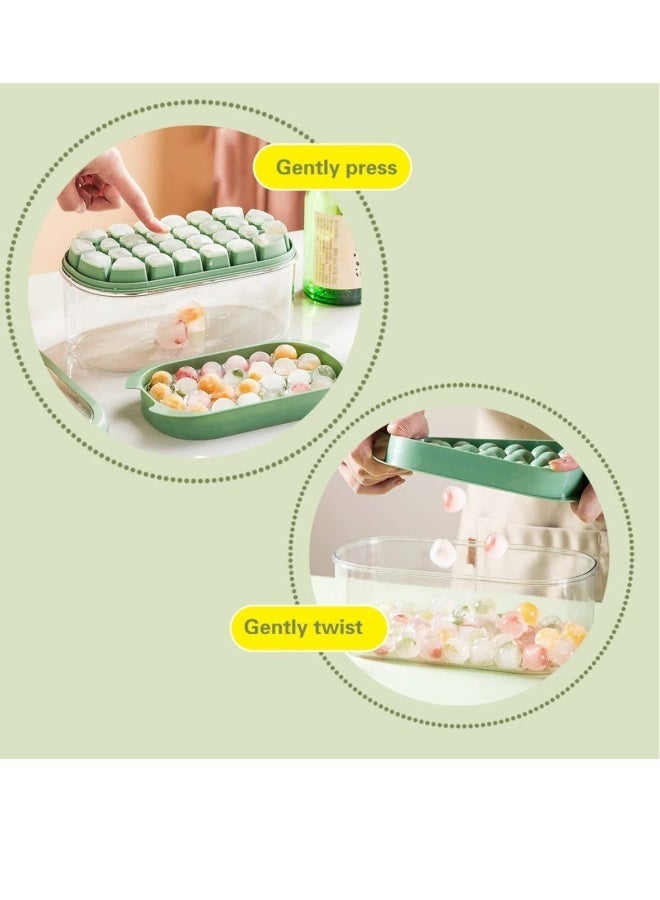 Square Ice Cube Trays  for Freezer with Lid  Bin, 54PCS Tiny Ice Cube Tray, Suitable for Chilling Drinks Coffee Juice (2 Ice Trays 1 Ice Bucket 1 Scoop, Green)