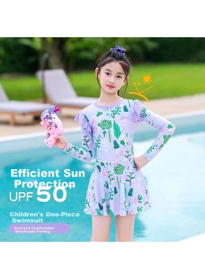 Huili Children's Swimwear, Boys' Two-piece Long-sleeve And Long-pants Set, Beach Baby Swimming, 35165h1m, Blue, Size 110