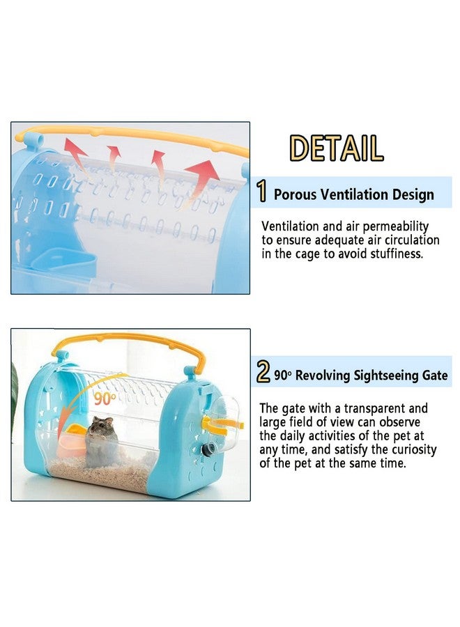kathson Portable Hamster Cage Dwarf Hamster Carry Travel Cage with Water Bottle Food Bowl Adjustable Strap Pet Outgoing Cage for Gerbil Hedgehog Mice Squirrel - Image 5