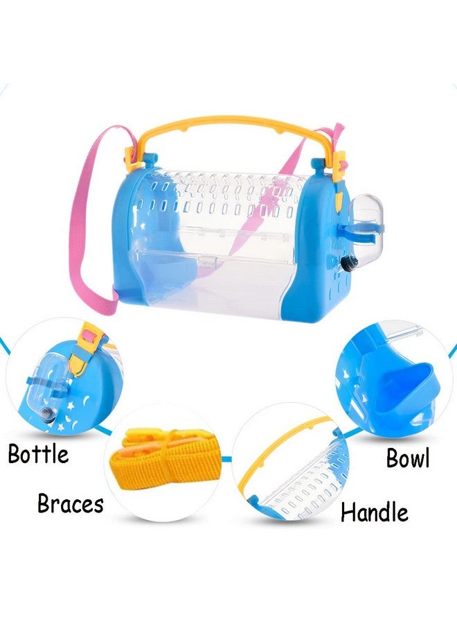 kathson Portable Hamster Cage Dwarf Hamster Carry Travel Cage with Water Bottle Food Bowl Adjustable Strap Pet Outgoing Cage for Gerbil Hedgehog Mice Squirrel - Image 4