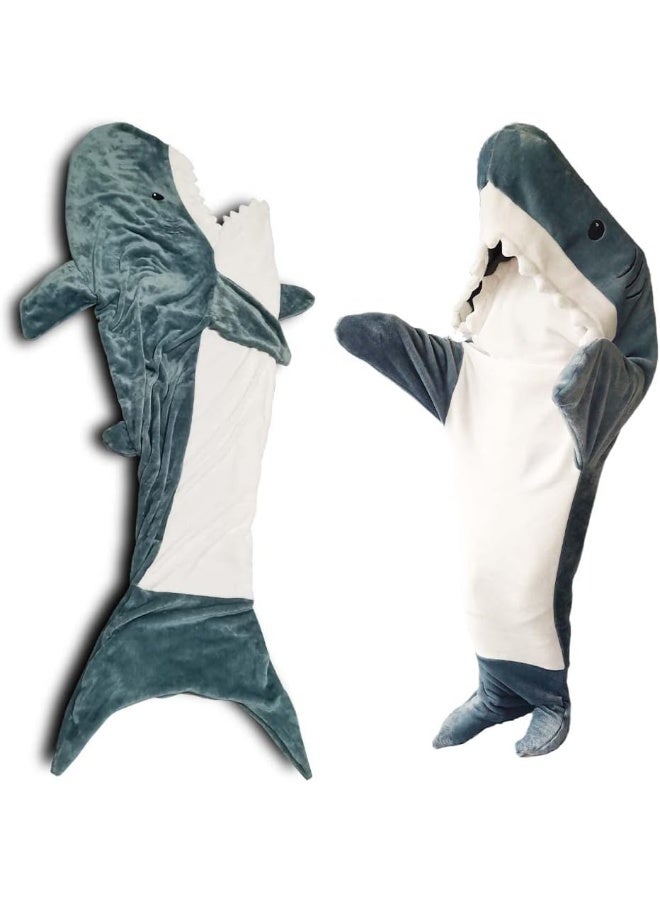 Shark Blanket Super Soft Cozy Flannel Hoodie Shark Sleeping Bag Shark Tail Wearable Fleece Throw Blanket Adult Kids Cosplay Shark Costume Shark Gifts for Shark Lovers  - Image 1