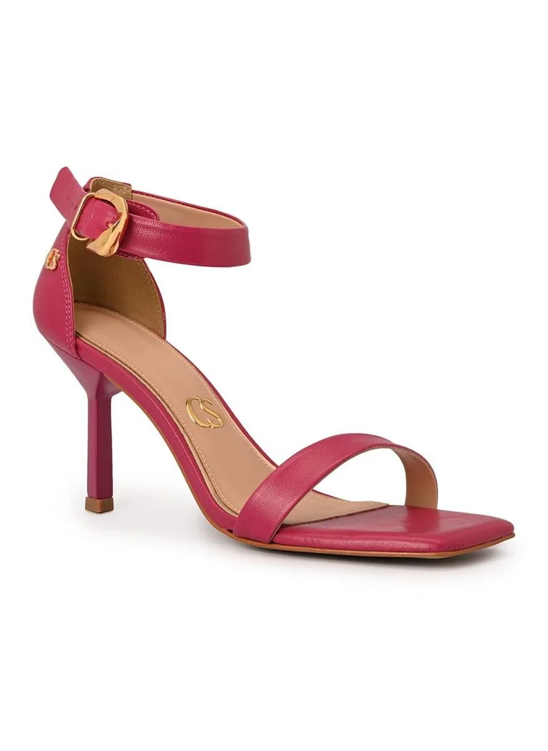 Carmen Steffens Fuchsia Pink Geometric Heel Sandal