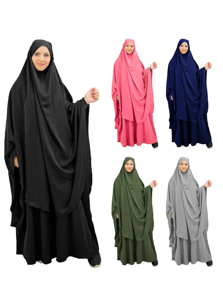 Long Sleeves Abaya With Hijab Black - Image 2