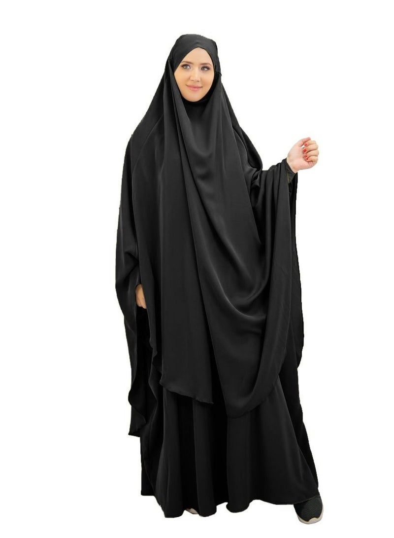 Long Sleeves Abaya With Hijab Black - Image 1